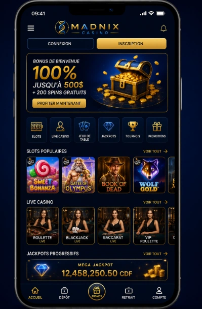 Application Madnix Casino sur mobile et ordinateur